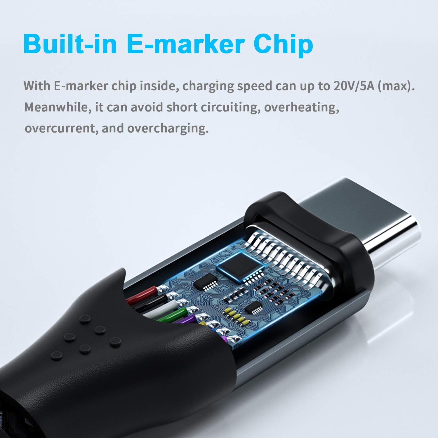 USB C to USB C Cable 1.6Ft, 100W Fast Charge, 10Gbps USB 3.1 Gen 2 Type C Cord 5A Power Delivery with E-Marker Chip Compatible for Macbook, Matembook,I-Pad Air,Galaxy S21,Ssd,Pixel 5/4/Xl,Red