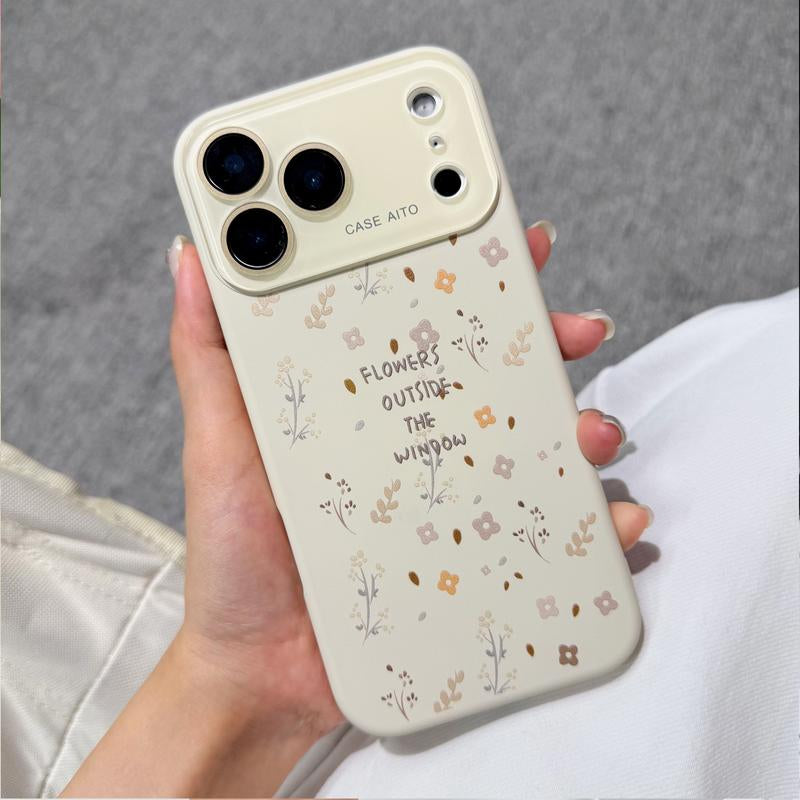 Little Flowers outside the Window Large Window Liquid Phone Case for Iphone 17Pro Max Air 16 15 14 13 12, TPU Built-In Flocking, Shockproof Drop, Protection Durable, Girly Iphone Cases, Perfect Gift for Girls.Jl02