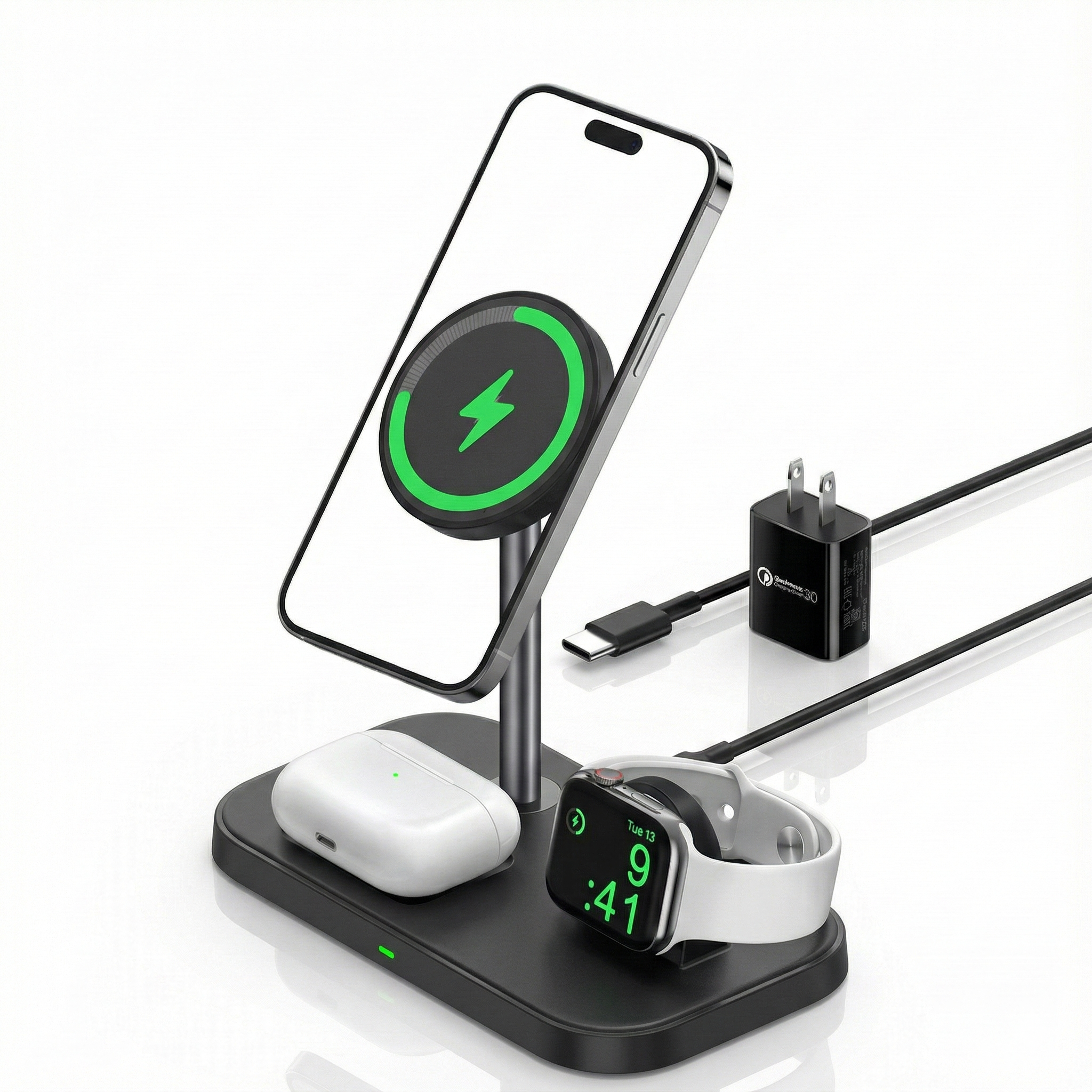 3 in 1 Charging Station for Iphone Pro Max Magsafe steel stand
