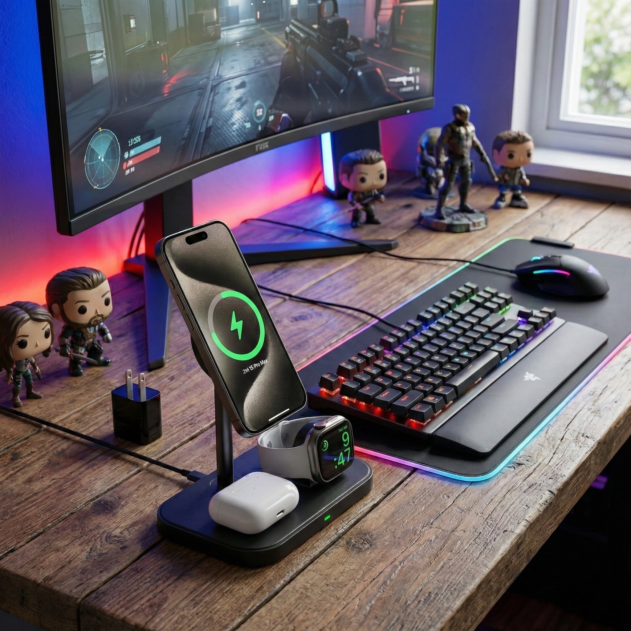 3 in 1 Charging Station for Iphone Pro Max Magsafe steel stand