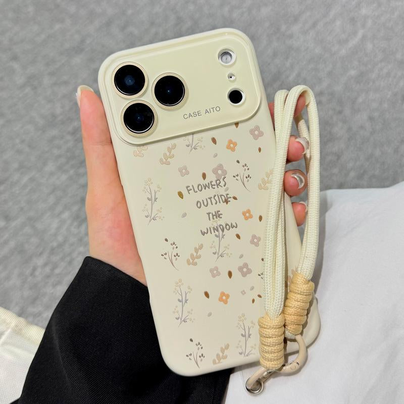 Little Flowers outside the Window Large Window Liquid Phone Case for Iphone 17Pro Max Air 16 15 14 13 12, TPU Built-In Flocking, Shockproof Drop, Protection Durable, Girly Iphone Cases, Perfect Gift for Girls.Jl02
