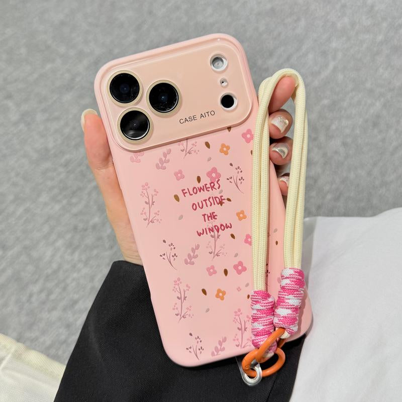 Little Flowers outside the Window Large Window Liquid Phone Case for Iphone 17Pro Max Air 16 15 14 13 12, TPU Built-In Flocking, Shockproof Drop, Protection Durable, Girly Iphone Cases, Perfect Gift for Girls.Jl02