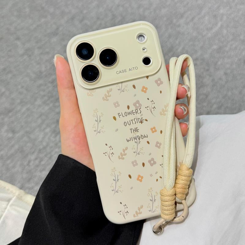 Little Flowers outside the Window Large Window Liquid Phone Case for Iphone 17Pro Max Air 16 15 14 13 12, TPU Built-In Flocking, Shockproof Drop, Protection Durable, Girly Iphone Cases, Perfect Gift for Girls.Jl02