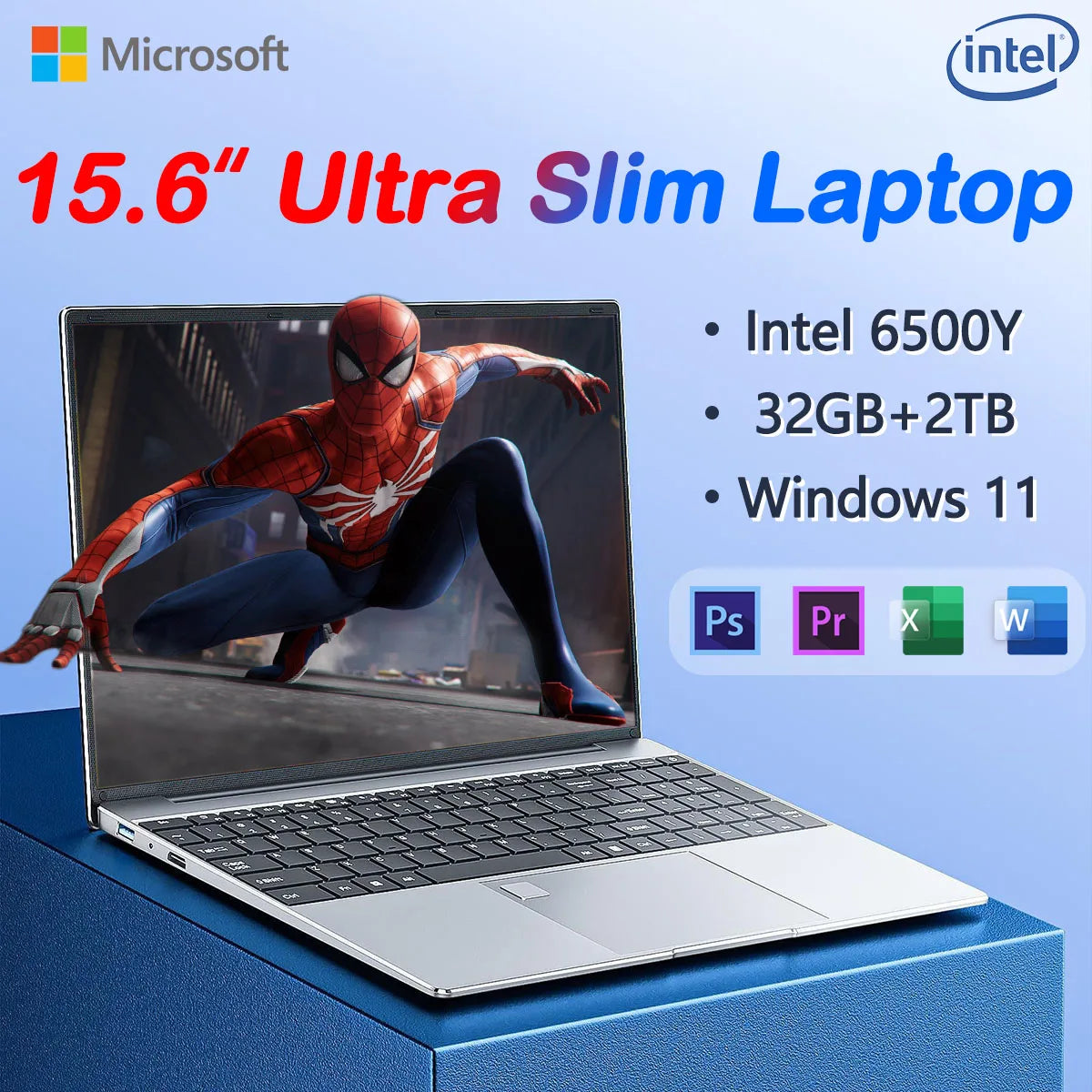 Lightweight 15.6" Laptop Intel 6500Y 32GB RAM 2TB SSD 5000mAh