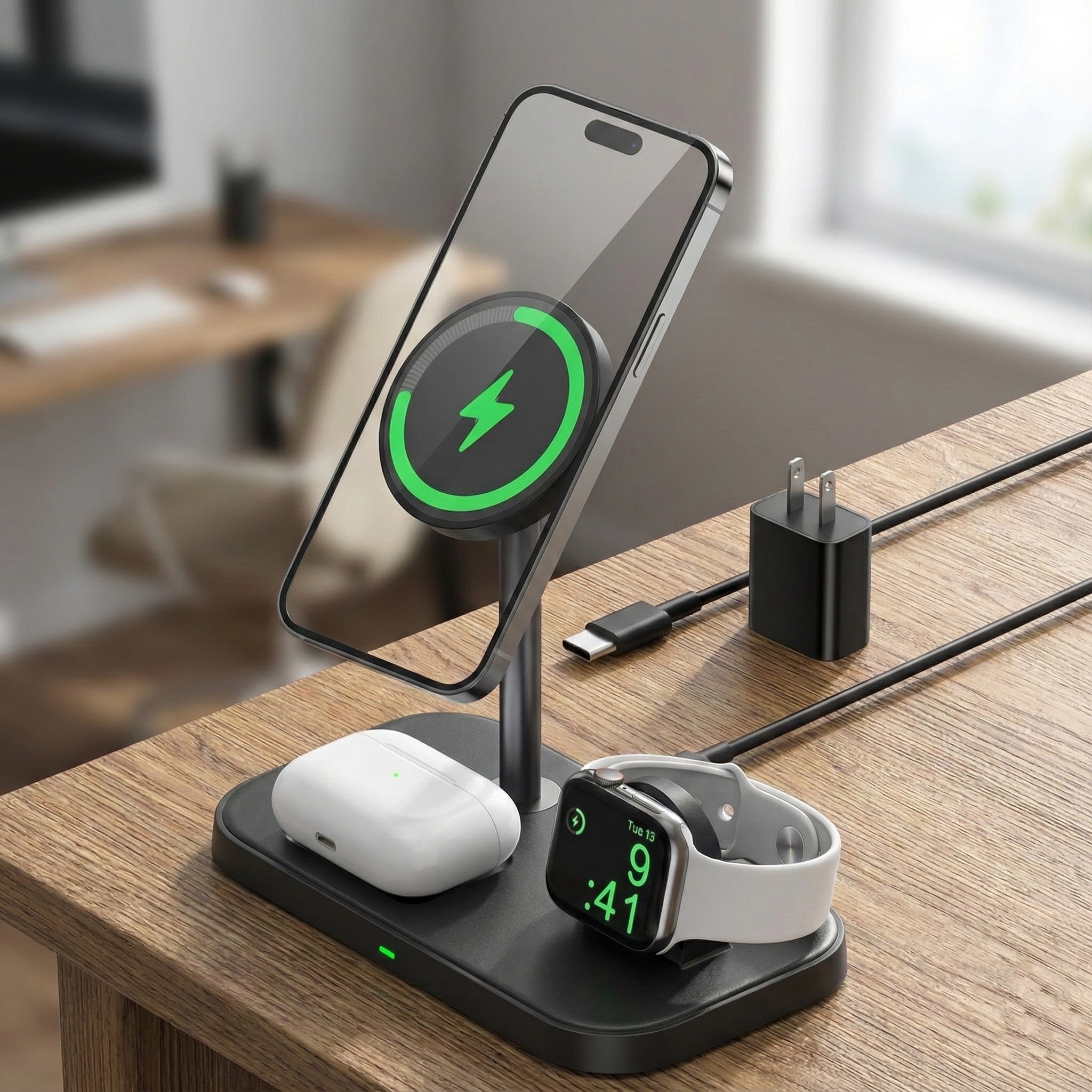 3 in 1 Charging Station for Iphone Pro Max Magsafe steel stand