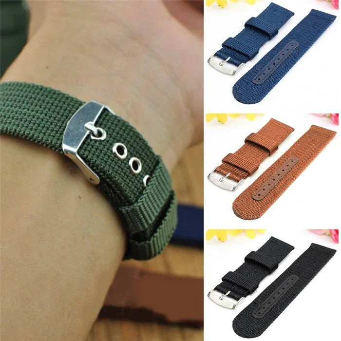 18mm 20mm 22mm 24mm Military Canvas Nylon Wrist Watch Band Strap