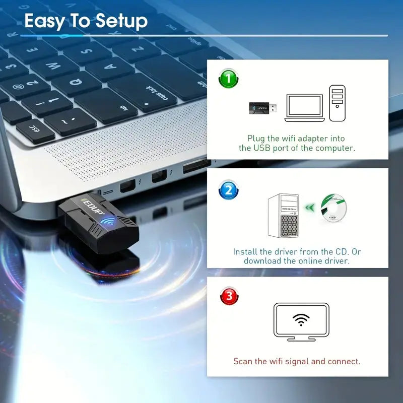 EDUP AC1300Mbps USB WiFi Adapter for PC and Laptop