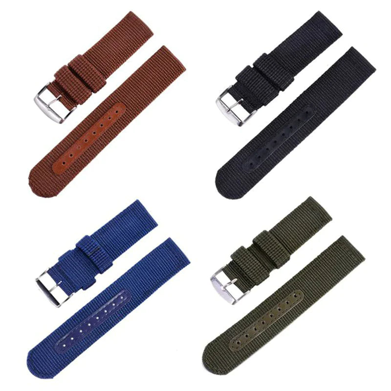 18mm 20mm 22mm 24mm Military Canvas Nylon Wrist Watch Band Strap