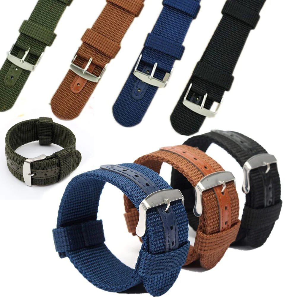 18mm 20mm 22mm 24mm Military Canvas Nylon Wrist Watch Band Strap