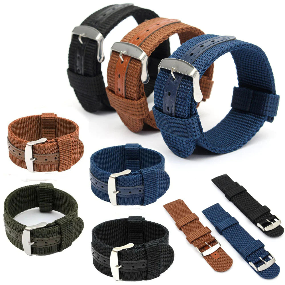 18mm 20mm 22mm 24mm Military Canvas Nylon Wrist Watch Band Strap