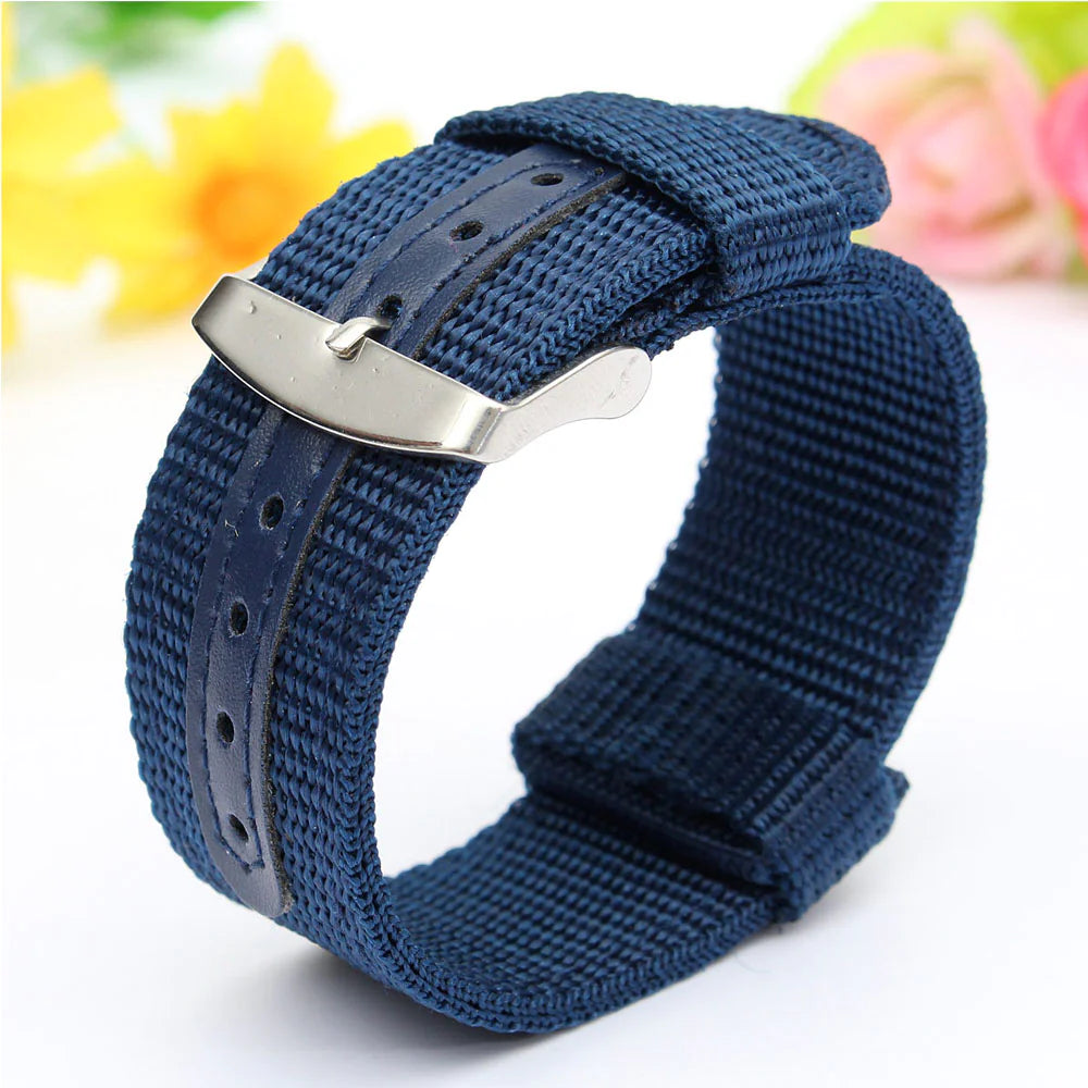 18mm 20mm 22mm 24mm Military Canvas Nylon Wrist Watch Band Strap