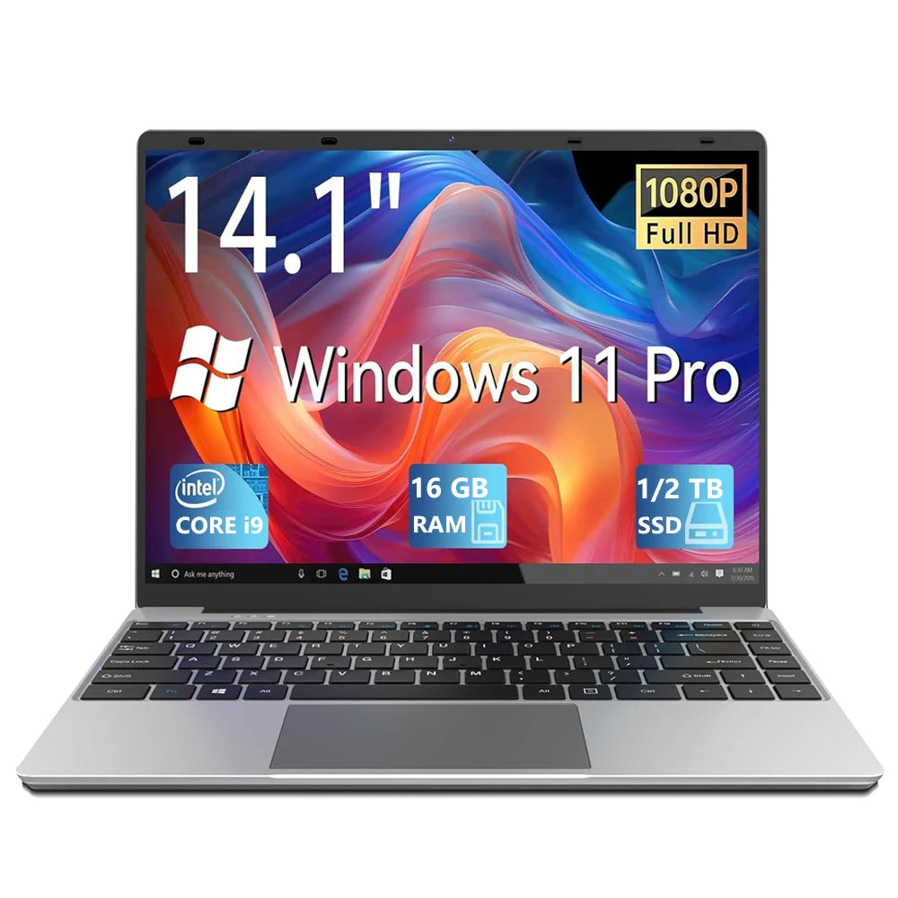 14.1 inch Laptop Computer Windows 11 Pro Intel Core i9 9900U Gaming 16GB RAM