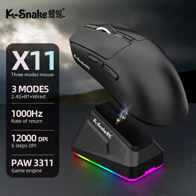 X11 Lightweight Wireless Gaming Mouse With RGB Charging Dock