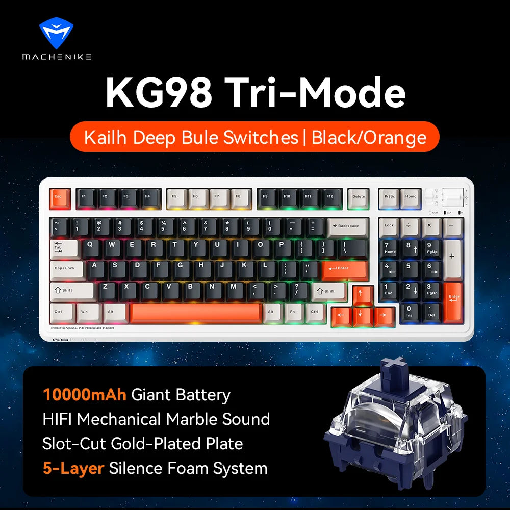 MACHENIKE KG98 Tri Mode Mechanical Keyboard 10000mAh