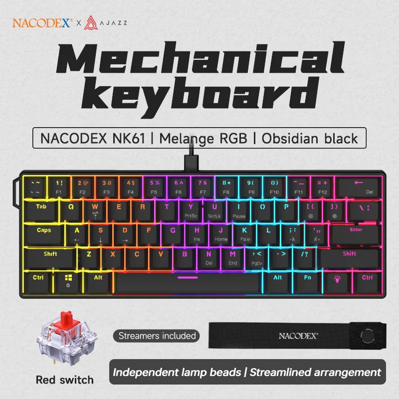 Ajazz NK61 Mechanical Wired Gaming Keyboard RGB