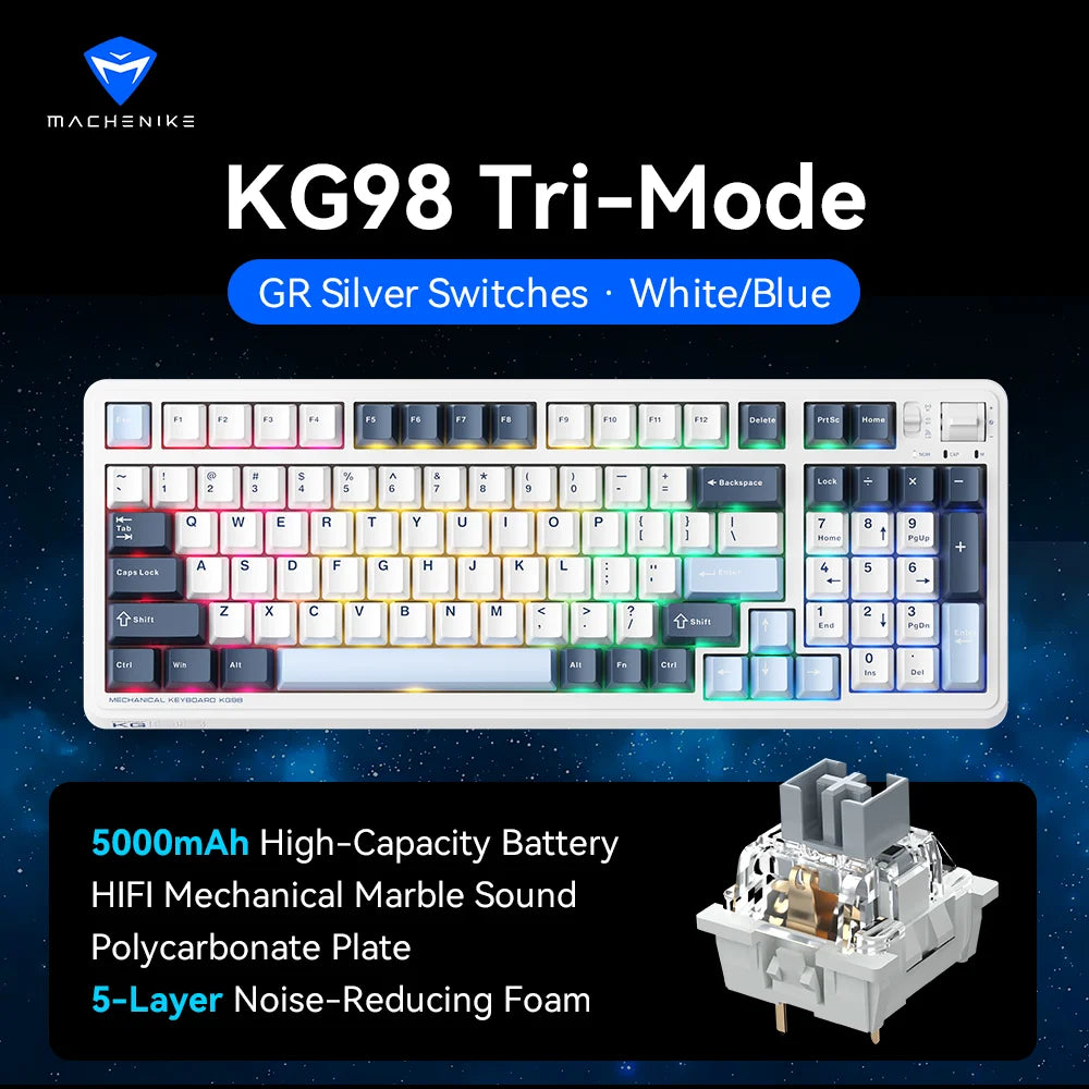 MACHENIKE KG98 Tri Mode Mechanical Keyboard 10000mAh