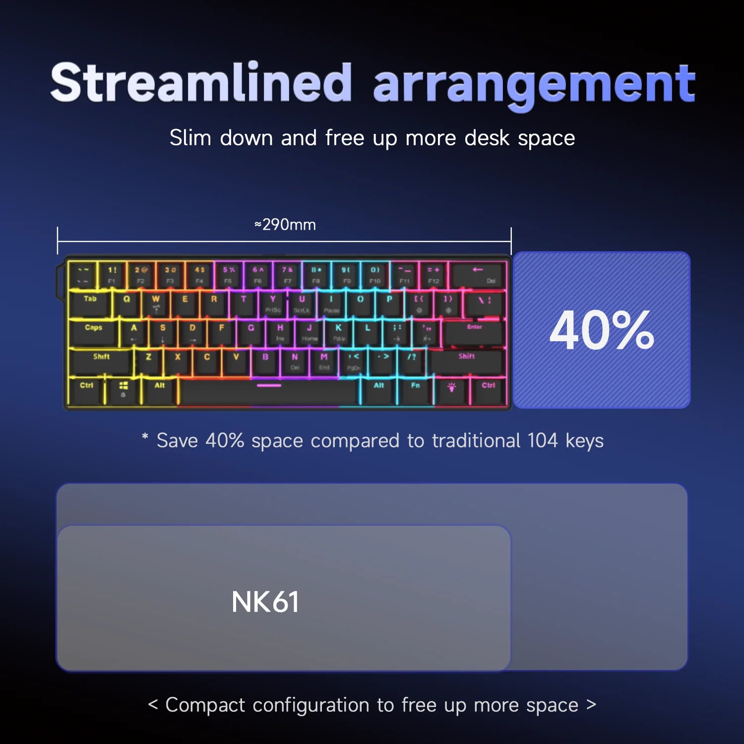Ajazz NK61 Mechanical Wired Gaming Keyboard RGB