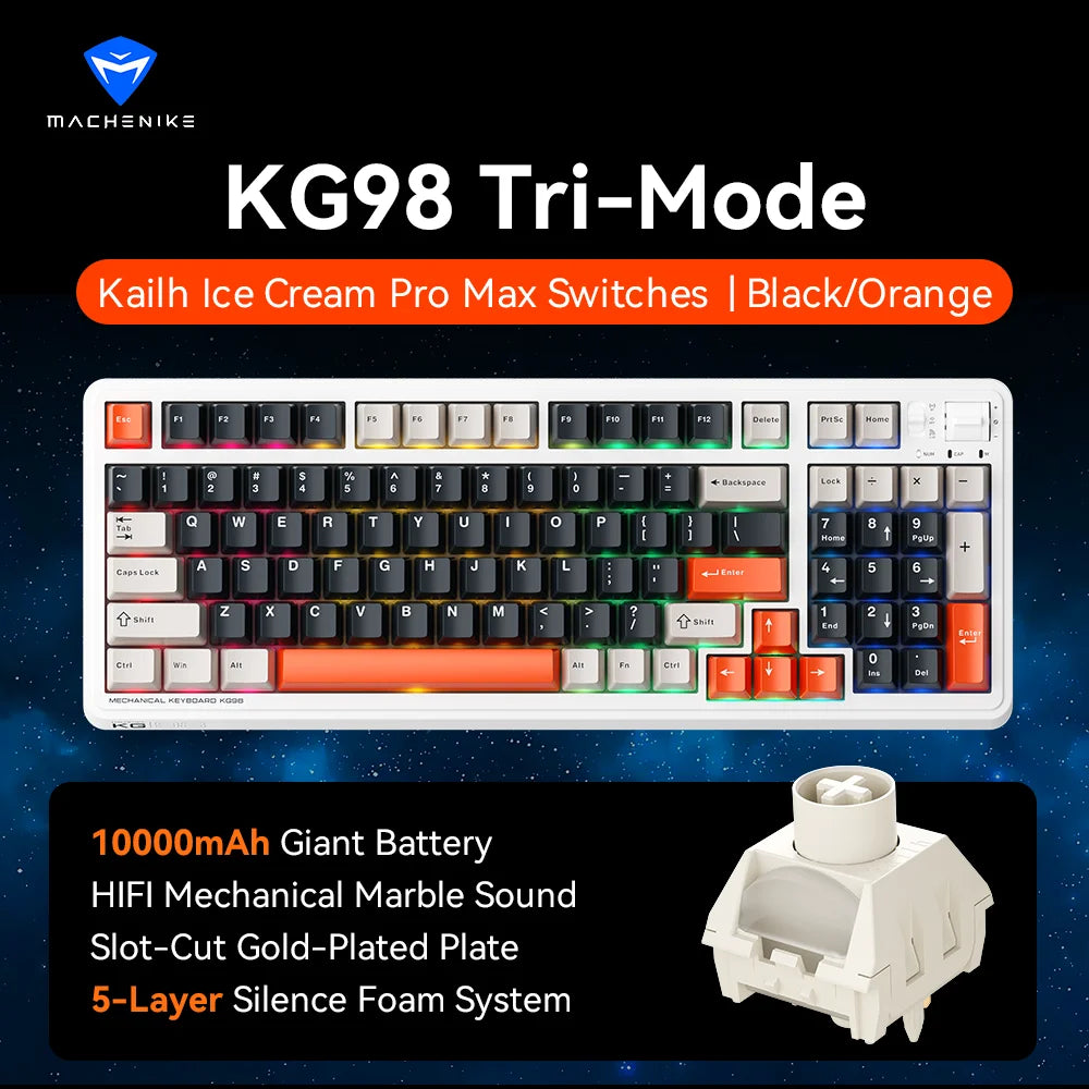 MACHENIKE KG98 Tri Mode Mechanical Keyboard 10000mAh