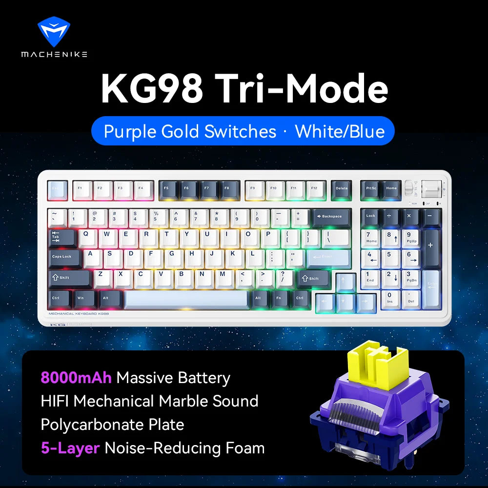 MACHENIKE KG98 Tri Mode Mechanical Keyboard 10000mAh