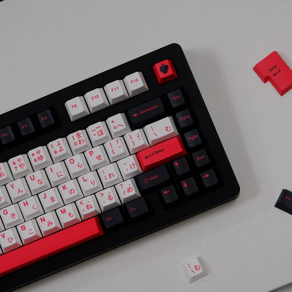151 Keys Black White Red Japanese Keycaps Cherry