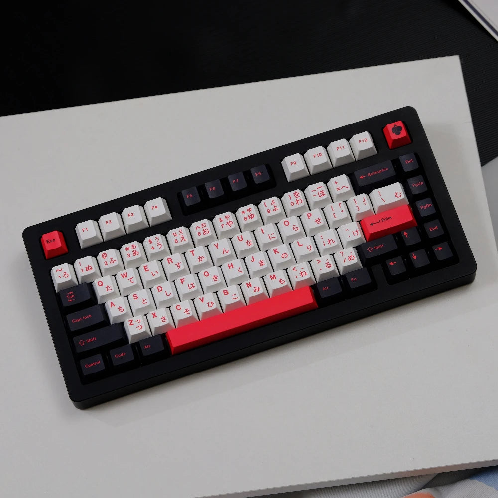 151 Keys Black White Red Japanese Keycaps Cherry