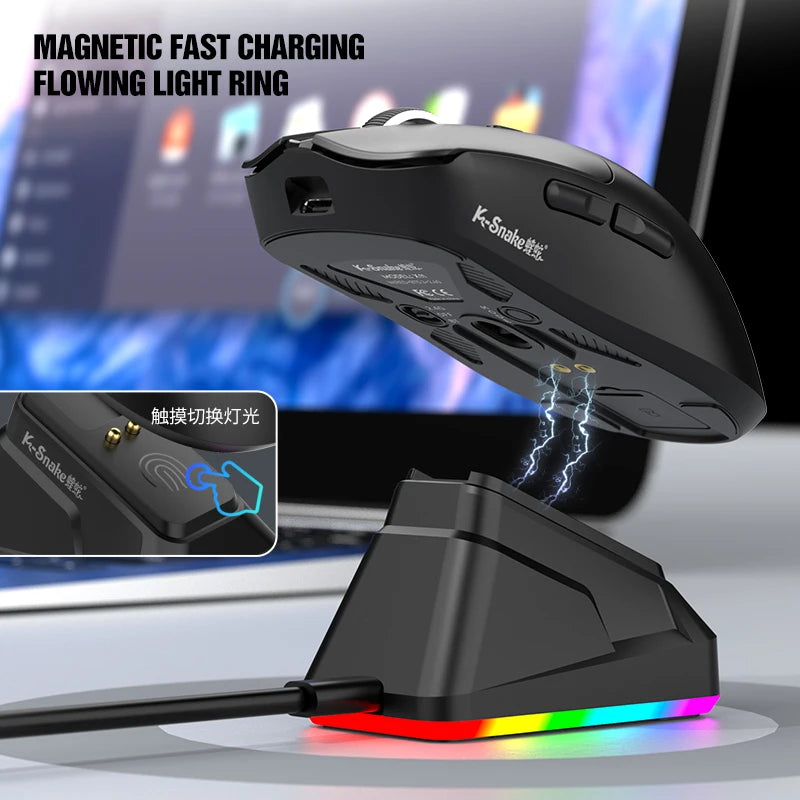 X11 Lightweight Wireless Gaming Mouse With RGB Charging Dock