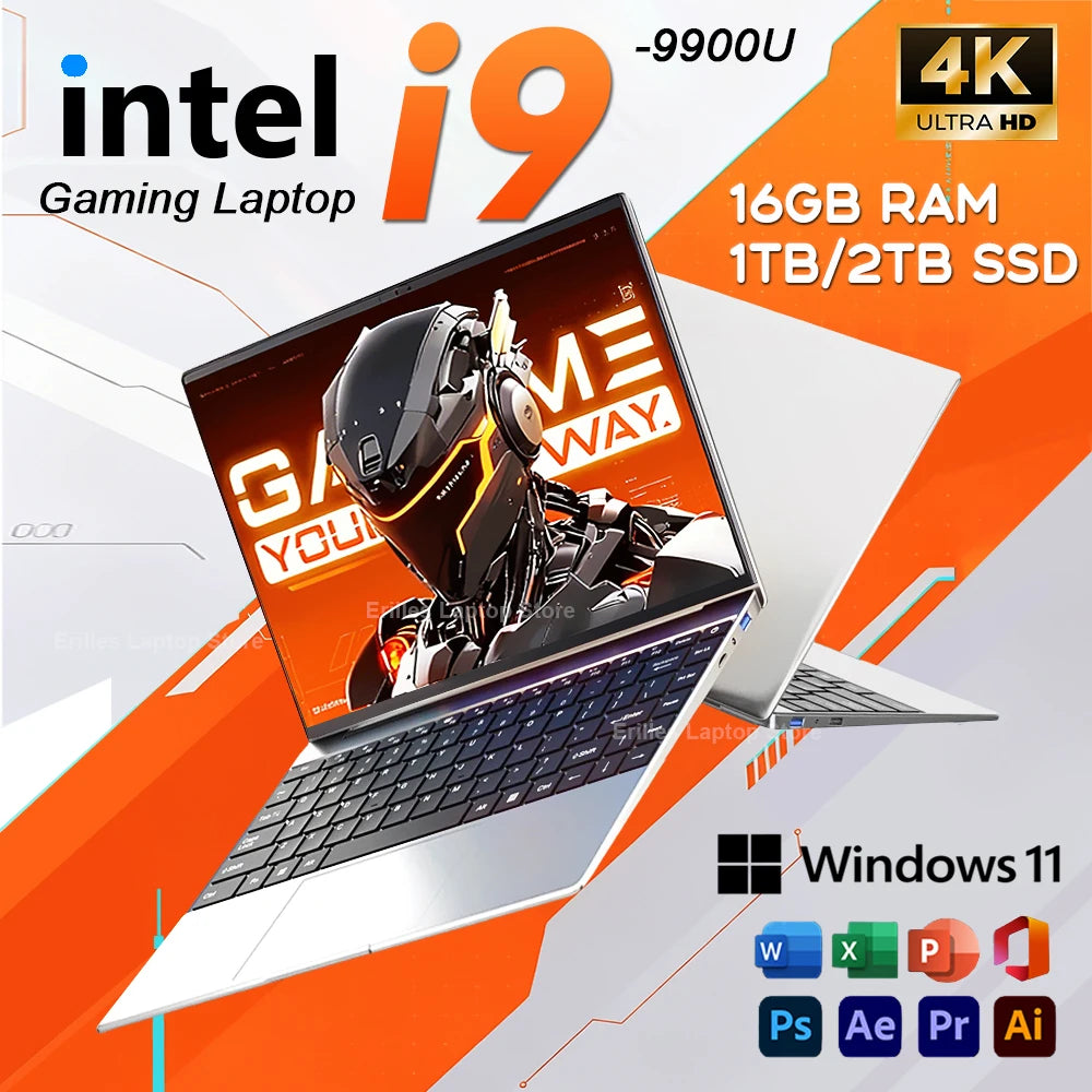 14.1 inch Laptop Computer Windows 11 Pro Intel Core i9 9900U Gaming 16GB RAM