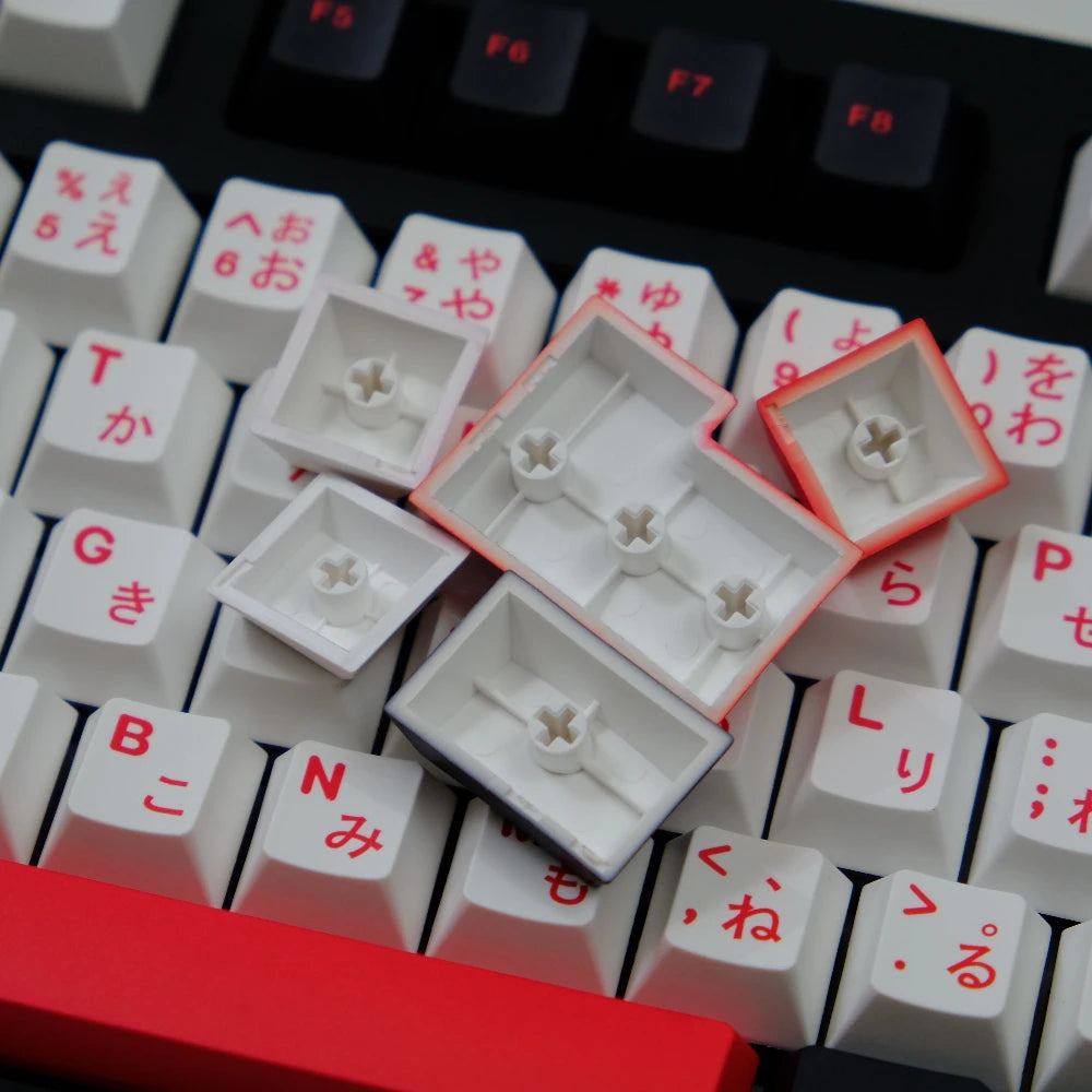 151 Keys Black White Red Japanese Keycaps Cherry