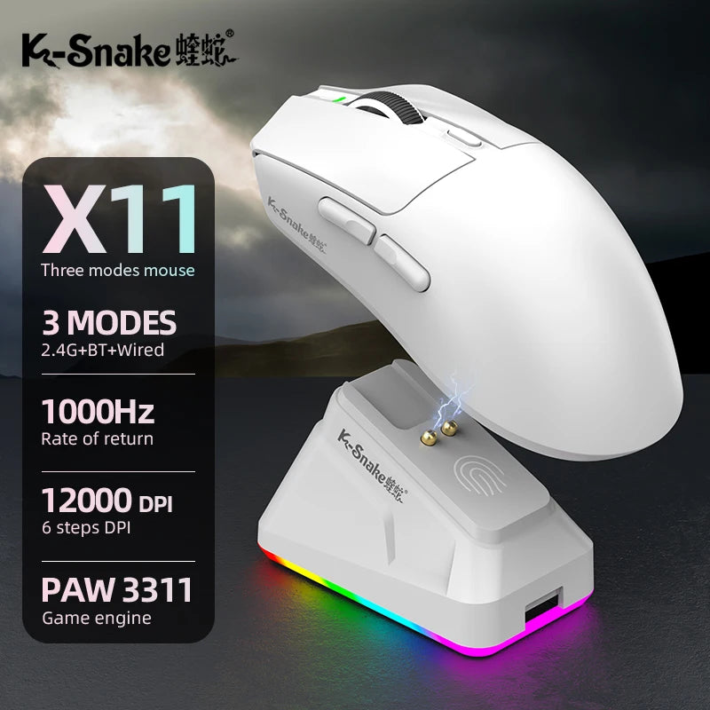 X11 Lightweight Wireless Gaming Mouse With RGB Charging Dock