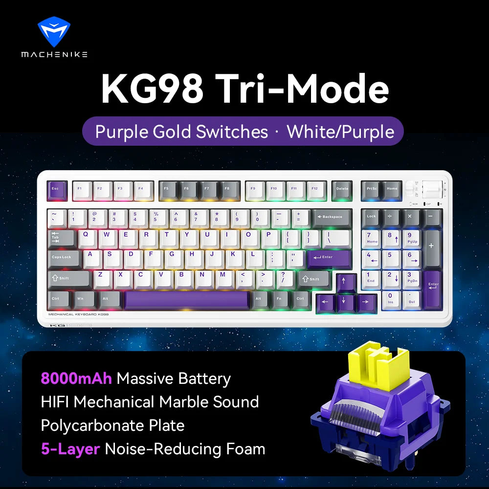 MACHENIKE KG98 Tri Mode Mechanical Keyboard 10000mAh