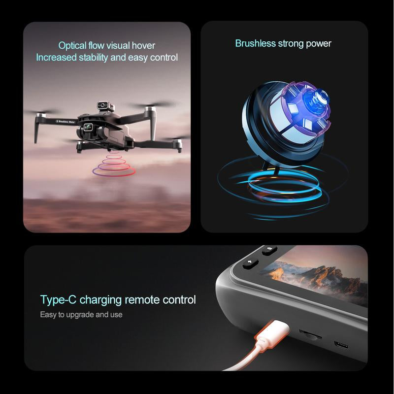 2025 New!!!!! V168 Pro Max Drone, Equipped with Front 4K HD Camera, Brushless Motor, GPS Return, Gesture Control, 4.5Inch Screen Remote Control Quadcopter.360°Scrolling, Dual Lens, Foldable Design, Drone GPS.684 Inch Height,