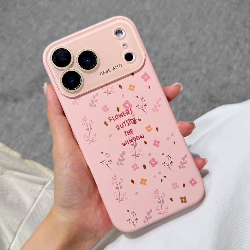 Little Flowers outside the Window Large Window Liquid Phone Case for Iphone 17Pro Max Air 16 15 14 13 12, TPU Built-In Flocking, Shockproof Drop, Protection Durable, Girly Iphone Cases, Perfect Gift for Girls.Jl02